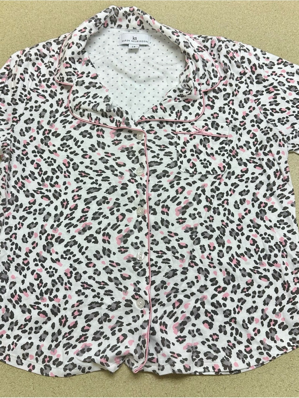 Karen Neuburger Pink and Black Leopard-Print Pajama Set